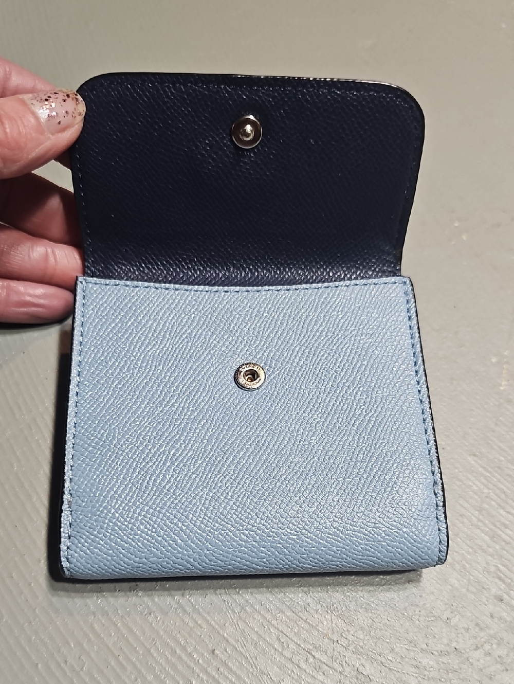 Coach Essential Mini Trifold Wallet In Colorblock Blue - Picture 6 of 11